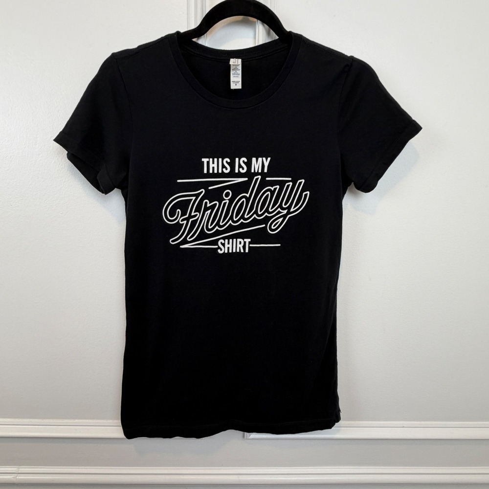 Bella Canvas Women Black This Is My Friday Shirt Graphic Tee Short Sleeve M
